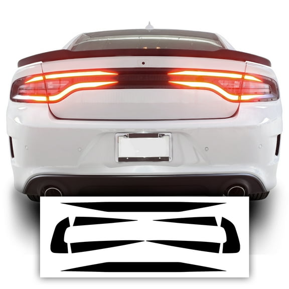 Bogar Tech Designs Tail Light Race Track Bat Vinyl Overlay Decal Cover Compatible with Dodge Charger 2015-2021 - Gloss Black