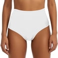 thumbnail image 2 of Conairie Womens Bikini Bottoms High Cut Tummy Control Swimsuit Ruched Scrunch Swim Bottom White M, 2 of 4