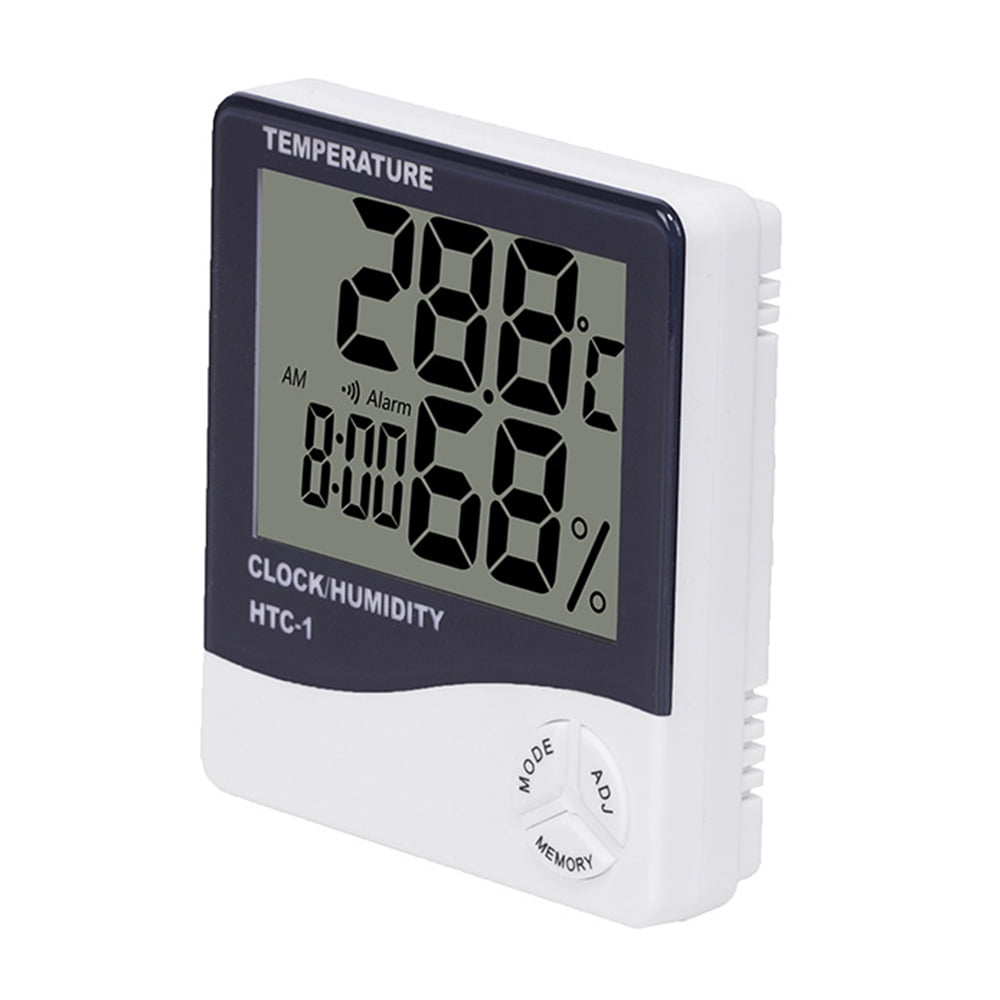 Qiraoxy HTC-1 LCD Digital Thermometer Hygrometer Indoor Temperature Humidity Meter Clock