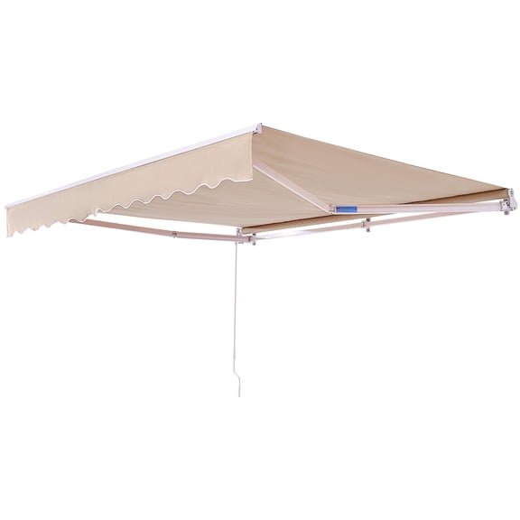 KFFKFF Hand-Operated Retractable Canopy, 8 x 7 ft Exterior Deck Canopy Retractable Sun Cover, Water-Repellent Polyester Entryway Door Window Canopy Sun Protection Structure with Turning Mechanism