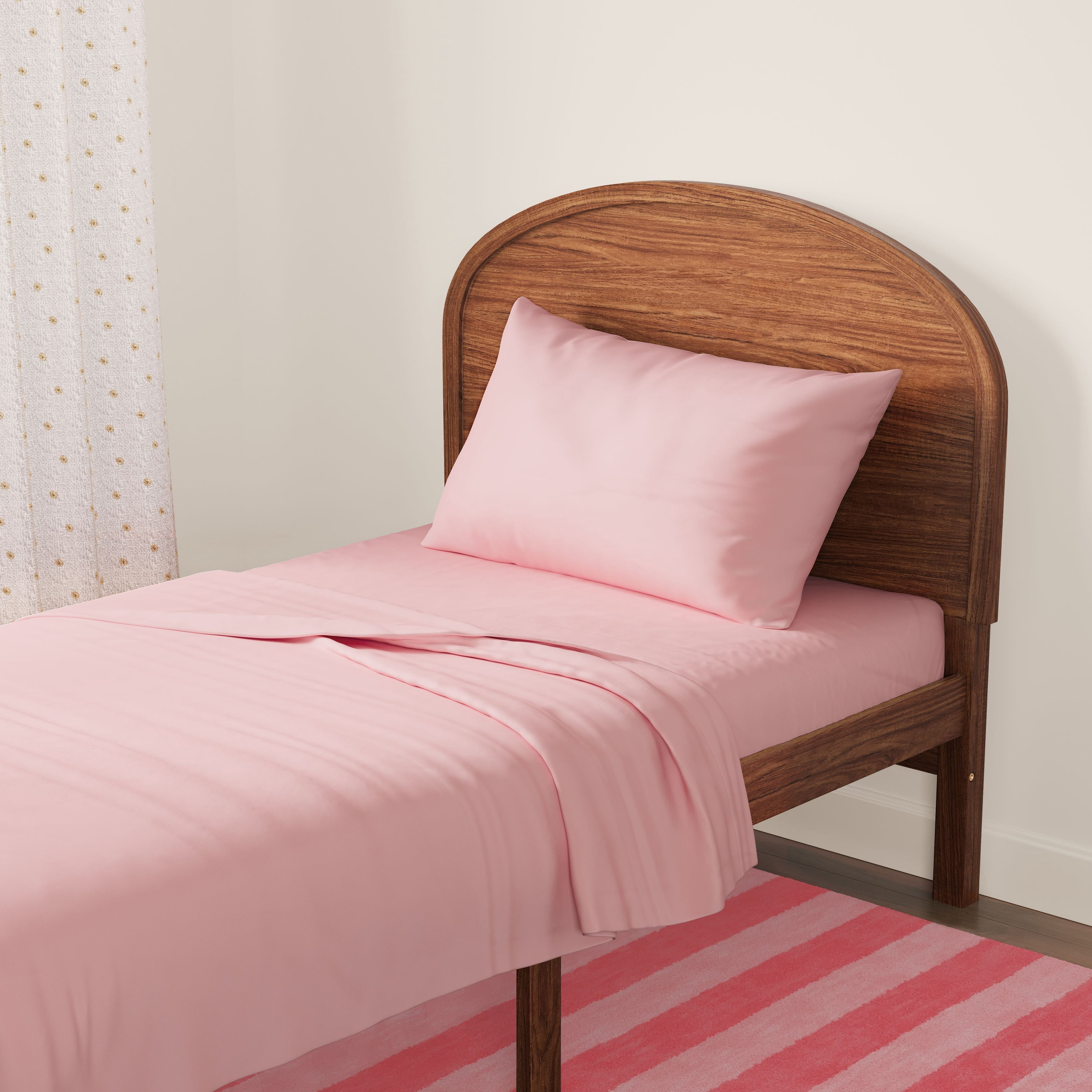 Mainstays Kids Microfiber Bed Sheet Set, Twin, Light Pink, 3 Pieces