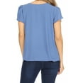 thumbnail image 3 of Women's Casual Solid Pleated Front Petal Cap Sleeve Round Neck Tee Blouse Top, 3 of 6