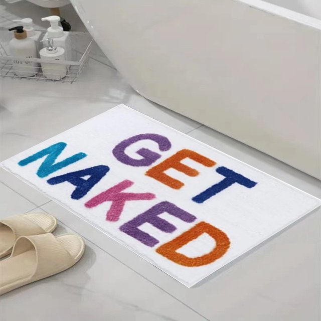 DizeyBoyo Get Naked Bath Mat Fun Bathroom Rugs Soft Non Slip Cute Bath Rugs Funny Bathroom Decor for Bedroom, 16 x 24 in