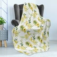 thumbnail image 4 of Watercolor Soft Flannel Fleece Blanket, Hibiscus Flora Pattern Hawaii Plants with Leaves Jungle Summer Foliage, Cozy Plush for Indoor and Outdoor Use, 70" x 90", Yellow Green White, by Ambesonne, 4 of 5