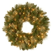 Angle View: National Tree Company Pine Prelit Wreath, (Green)