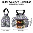 thumbnail image 5 of Green and Purple Of Leopard Print Drawstring Lunch Bag Women - Drawstring Lunch Bag Insulated for Work Office - Stain-Resistant Large Lunchbags for Women with Multi-Pockets, 5 of 6
