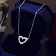 thumbnail image 1 of Elegant Heart Shaped Zircon Pendant Necklace Sparkling Rhinestone Chain Jewelry For Women And Girls, 1 of 4