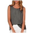 thumbnail image 4 of GEWSEY Dressy Tank Tops for Women Cotton Linen Gauze Shirts Sleeveless Summer Tunic Top Loose Fit Lightweight Casual Blouses (Dark Gray, XL), 4 of 5