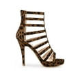 thumbnail image 3 of BLISSFUL STEP Women's Open Toe Platform Stiletto Heel Cage Heeled Sandals Leopard 10, 3 of 7