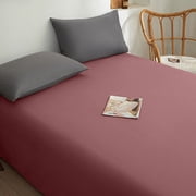 PONPRNGY Solid Color Cotton Flat Sheet Only Queen Size, Soft Washed Cotton, Cooling Breathable Bed Sheet 1pc