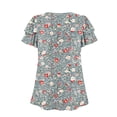 thumbnail image 6 of Casual Tops for Women Short Sleeve Spring And Summer Casual Pleated Leaf Sleeves Retro Non Positioning Printed Short Sleeved V Neck Shirt, 6 of 7