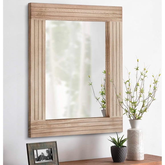 Mirrors for Wall Rustic Wooden Frame Rectangle Mirror Vintage Hanging Mirror for Bedroom Bathroom Living Room Farmhouse Wall Decor Small 16" x 12 "