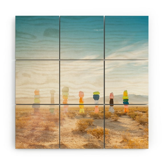 Society6 Bethany Young Photography Seven Magic Mountains Sunrise Wood Wall Mural 3' x 3'