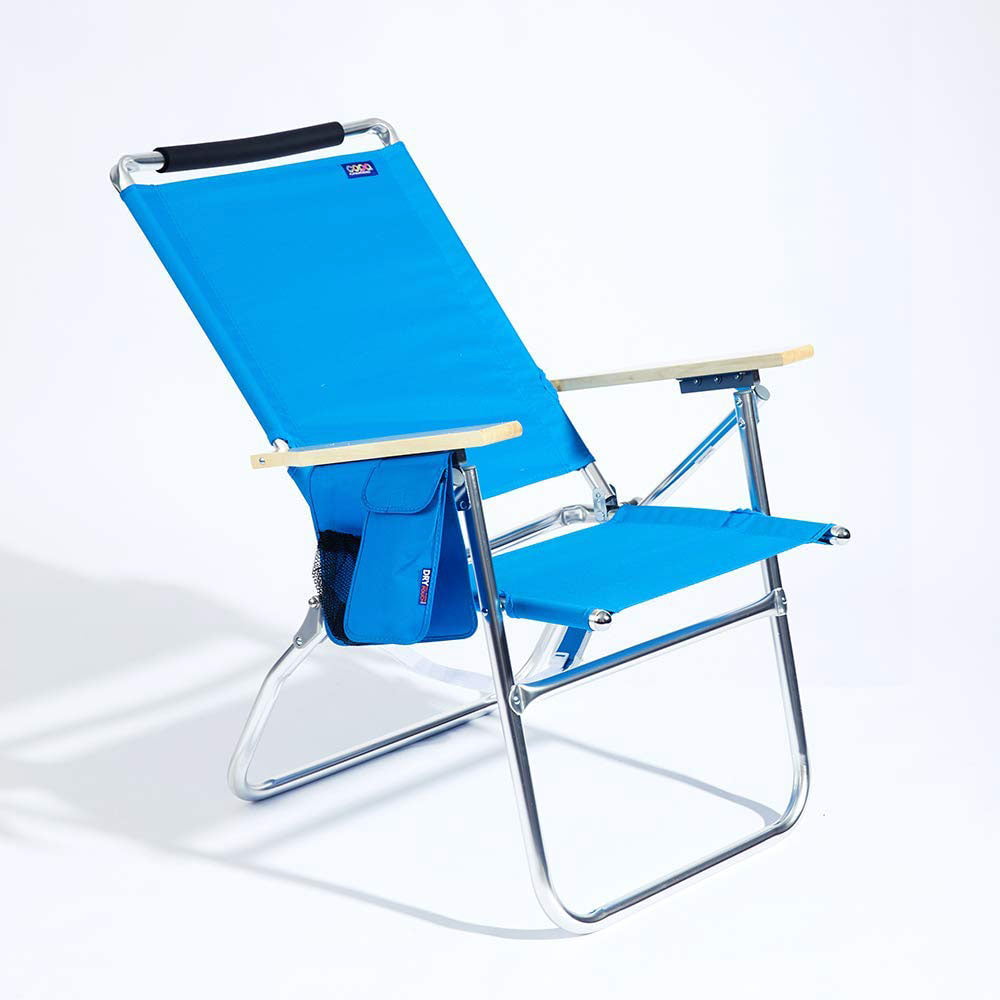 Modern Copa 5 Position Lay Flat Aluminum Beach Chair Azure for Living room