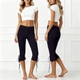 thumbnail image 2 of RUTAYY Women's Pants Fashionable Casual Solid Color Tie Waist Capri Bottom Everyday Casual Wear Beach Vacation Trousers, 2 of 6