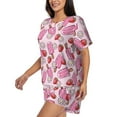 thumbnail image 2 of Fuzoiu Strawberry Popsicle Print Women's Short-Sleeved Pajama Set,Lounge Sleepwear Set,Womens Pajama Sets 2 Piece,Button-Up Top and Shorts with Pockets-Medium, 2 of 7