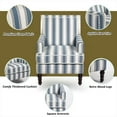 thumbnail image 4 of Aukfa Accent Chair Mid-Century Modern High Back Armchair Lounge for Living Room, Rivet Trim, Blue Stripes, 4 of 9