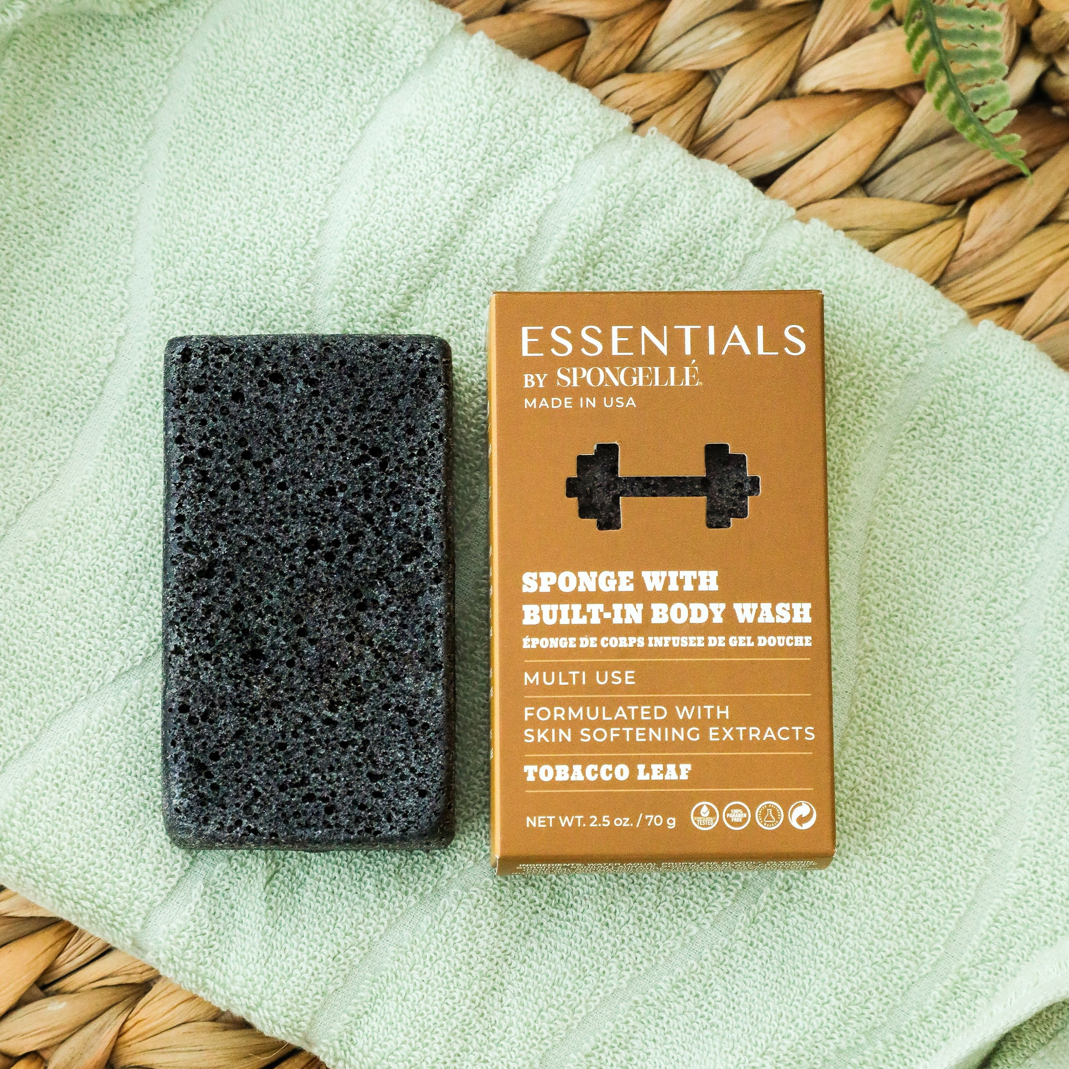 Essentials by Spongelle Men's Tobacco Leaf Infused Body Buffer