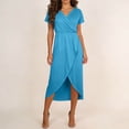 thumbnail image 6 of STETMN Women's Casual Dresses Wrap V Neck Maxi Dress Short Sleeve Side Slit A-line Sundress, 6 of 7