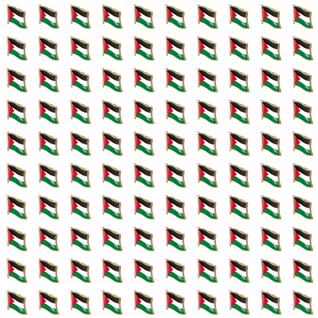 100uds. Insignias de la bandera nacional de Palestina, insignia esmaltada de cristal, traje de recuerdo (19x18mm)
