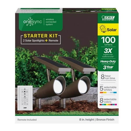 

Feit Electric 3010282 OneSync Bronze Solar Powered & Remote LED Spotlight Pack of 2