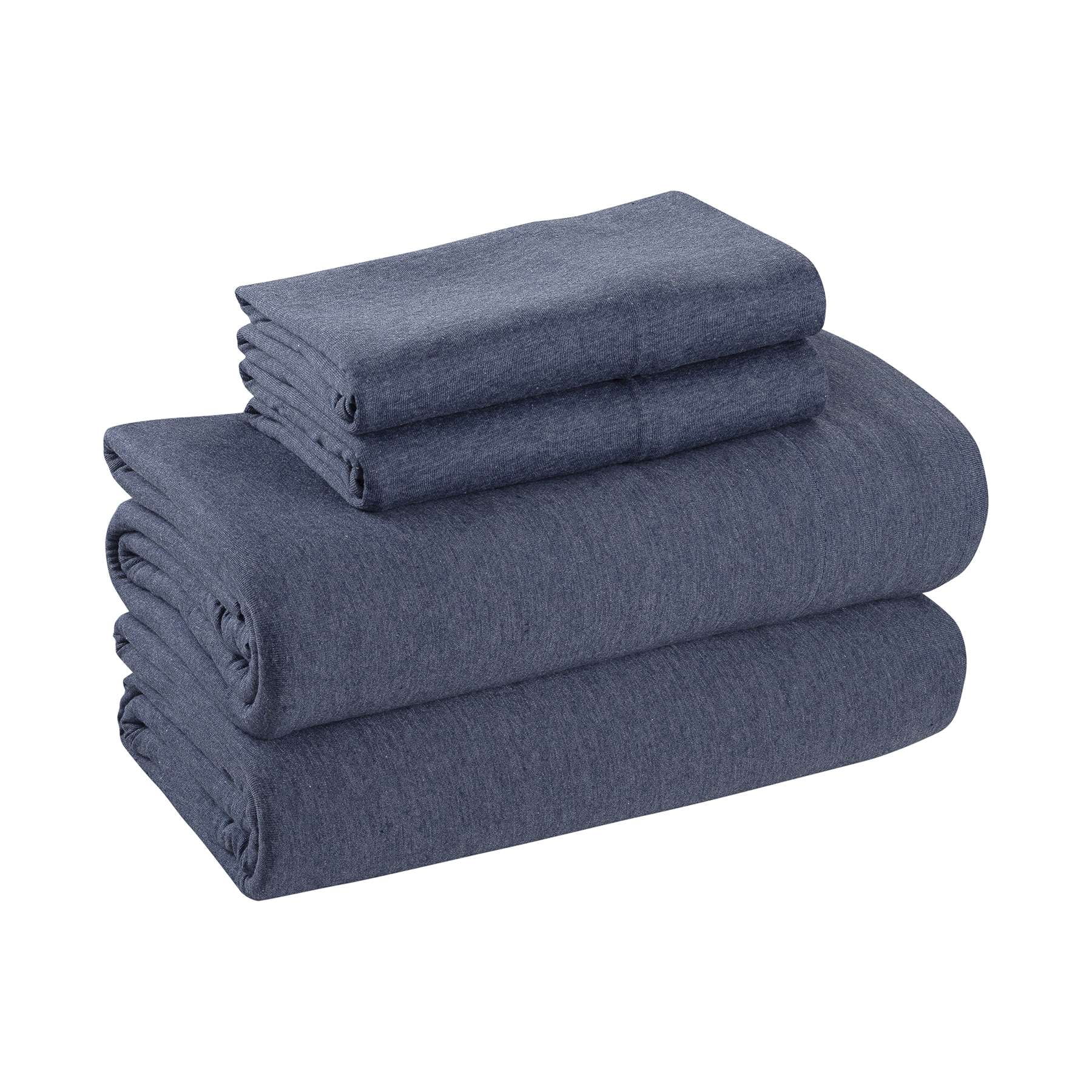 Mainstays Jersey Cotton Poly Sheet Set, Blue Cove, Full, 3 Pieces