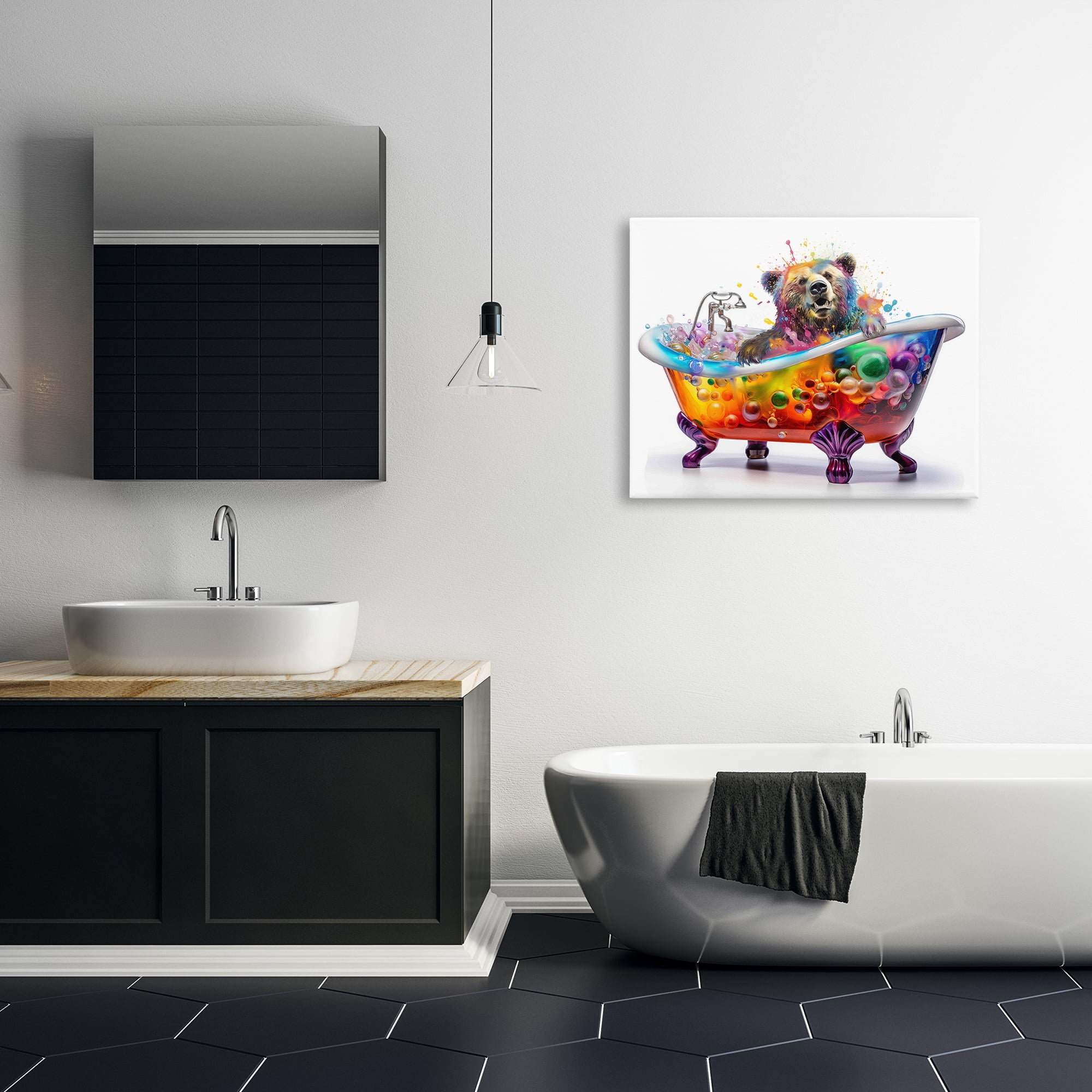 Stupell Industries Modern Bold Bubble Bath Typography Painting Gallery Wrapped Canvas Art Print Wall Art, 40 x 30