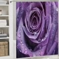 thumbnail image 6 of JEUXUS Bathroom Shower Curtain Set with Hooks Purple Rose Decor Romantic Flower Pictures White, 6 of 7