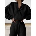 thumbnail image 5 of Womens 2 Piece Outfits Lounge Sets -Fleece Half Zip Pullover and Baggy Sweatpants with Pockets Black S, 5 of 7