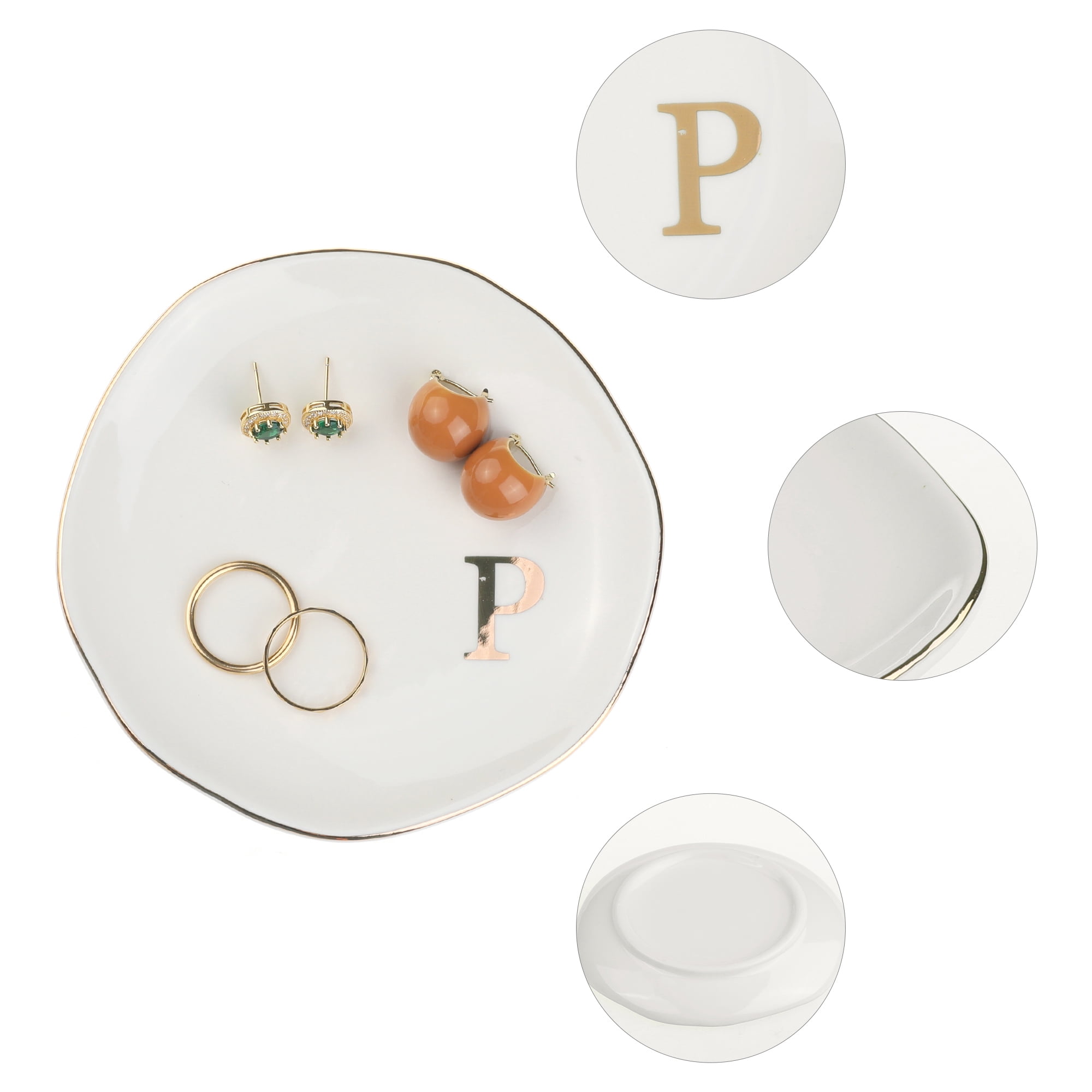 Unique Bargains Ceramic Jewelry Tray Decorative Trinket Dish Gifts Jewelry Boxes White-P