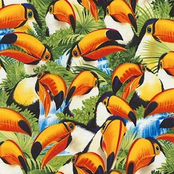 Timeless Treasures Fabrics Animal Novelty Fabric Toucan Selfie Toucans 100% Cotton Fabric sold by the yard