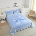 thumbnail image 3 of Erosebridal Kawaii Cartoon Bow Bedding Queen Comforter Set, Geometric Gradient Grid Down Comforter, Reversible 3 Pieces, 3 of 7