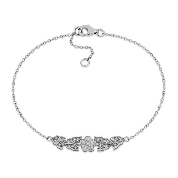 Miabella Bracelet Chaîne Fleur en Argent Sterling Diamant 1/4 Carat T.W.