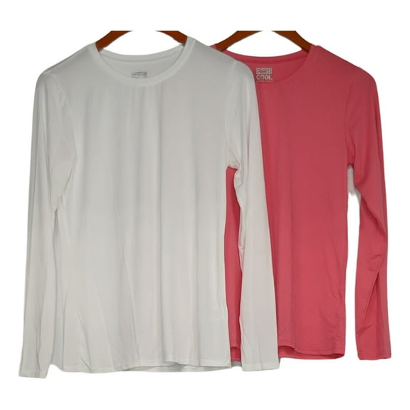 32 Degrees Women's Top Sz M Long-Sleeve Air Mesh Tee 2-Pack Multi