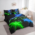 thumbnail image 2 of Manfei Neon Green Sports Car 7pcs Queen Bedding,Electric Spark Pattern Bedding Comforter Set Queen,Black Reversible, 2 of 7