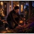 thumbnail image 2 of Halloween Black Cat Stake Light, Waterproof Solar Black Cat on Crescent Moon with Hanging Pumpkin Lantern, Outdoor Halloween Yard Decor for Garden, Patio, Lawn, Pathway,33in,B, 2 of 7