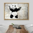thumbnail image 3 of wall26 Framed Canvas Print Wall Art Banksy Panda with Handguns on Wall Cities Animals Digital Art Modern Art Chic Scenic Dark Black and White for Living Room, Bedroom, Office - 16"x24" Natu, 3 of 5