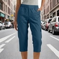 thumbnail image 1 of TaTaai Women's All Season Solid Color Elastic Waist Cargo Capri Pants Outdoor Hiking Casual Trousers with Multi Pockets Fashion Loose Fit 7/8 Length Pants Gift, 1 of 6