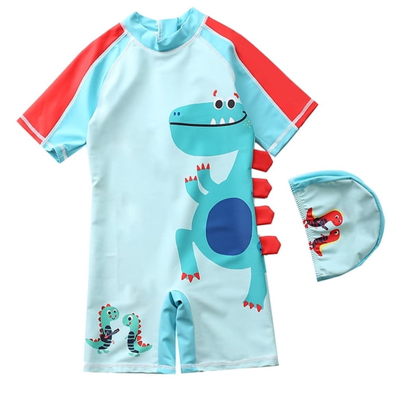 ibiyuan Baby Swimsuit Boy 6 Months Boys Swimsuit With Hood Cartoon Pattern Sun Swimwear For Kids Children Beach Pool,4-5Years