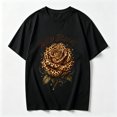thumbnail image 2 of Womens Graphic Tees Short Sleeve T Shirts | Loose Casual Tops for Teen Girls, Wild Bloom Leopard Rose Vintage Graphic T-shirts, 2 of 5