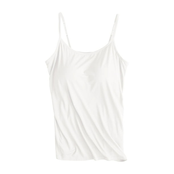 Camiseta sin mangas con tirantes y cojín en el pecho - Sin anillas de acero, diseño elástico acanalado para uso informal/deportivo - S-XXL