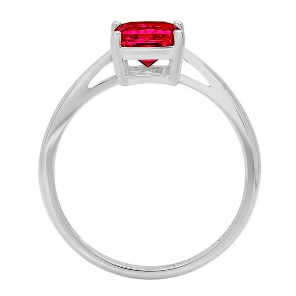 2 ct Emerald Cut Simulated Ruby Solitaire Engagement Ring for Women in 18K White Gold