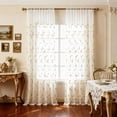 thumbnail image 2 of VOGOL Botanical Embroidered Sheer Curtains, Farmhouse Style, Rod Pocket Light Filtering Drapes for Living Room, 52x84 Inches, 2 of 7