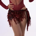 thumbnail image 2 of zhi Women's Sequin Fringe Belly Dance Skirt - Party & Dance Occasions，Red，Free Size, 2 of 3