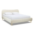 thumbnail image 2 of JERFIT King Size Upholstered Platform Bed with Curved Headboard, No Box Spring Needed, Beige Chenille Fabric Wood Frame, 2 of 7