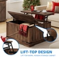 thumbnail image 3 of Dextrus Farmhouse Square Lift Top Coffee Table with Storage, Wood Center Table for Living Room, Walnut, 3 of 8