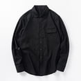 thumbnail image 2 of Men's Long Sleeve Sweatshirt Casual Solid Color Lapel Button Pocket Fashion Shirt Top Outdoor Winter Clothing Basic Fall Clothes, 2 of 3