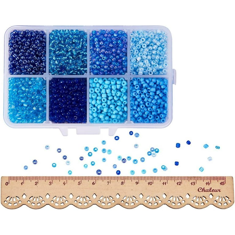 2500 PCS Blue Seed Beads Bulk 4mm Beading Glass Beads for Bracelets Jewelry  Making Kit, Winter Blue Plastic Hair Beads for Braids, Craft Beads for