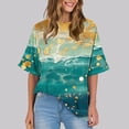 thumbnail image 2 of Pisexur Hauts pour Femmes Mode Décontractée Manches Courtes Col Rond T-Shirts Confortables Amples Imprimé Floral Blouses Printemps Été Hauts Élégants Imprimé Graphique Grande Taille Sorties S-5TG, 2 of 7