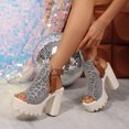 thumbnail image 3 of Pandaie High Heels for Women Ankle Buckle Strap Slingback Platform Heeled Sandals 4.33 Inch Leopard Print Ladies Dressy Pumps (Grey,7.5), 3 of 8